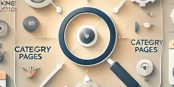 SEO网站入口信息图，展示主页、分类页、特征页及用户导航元素。