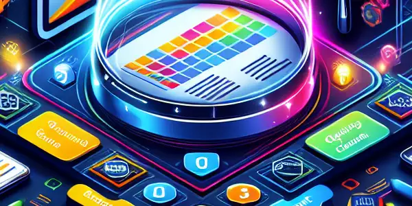 数字化景观中展示网站优化，包含搜索引擎结果、关键词研究和内容创作元素。